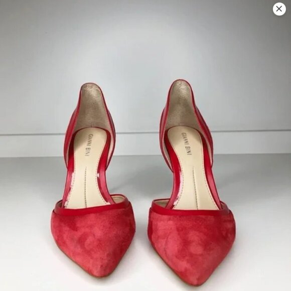 Gianni Bini Lenon Red Genuine Leather Suede Pointed Toe High Heels Size 6 - Picture 4 of 12